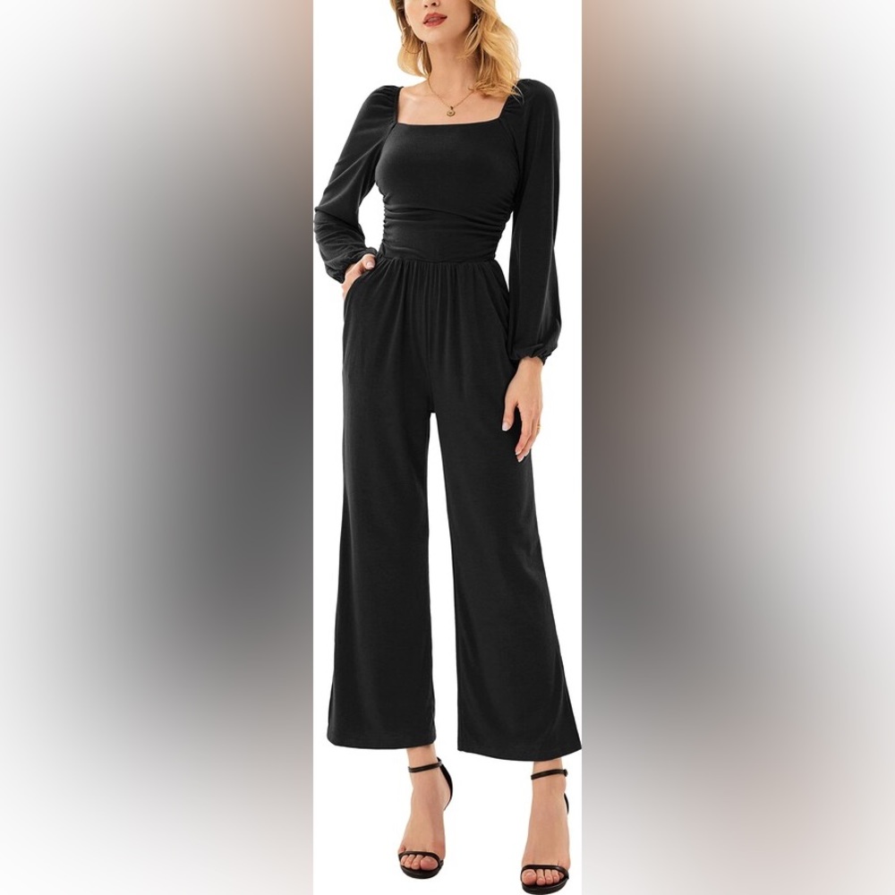 Nwot Wide Leg SquareNeck Jumpsuit w/ Pockets